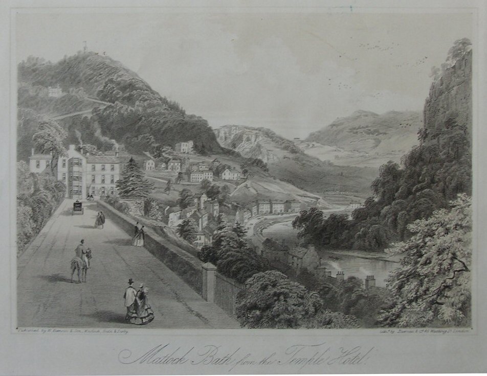 Lithograph - Matlock Bath from the Temple Hotel - Newman